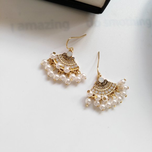 Myth X Dream Jewelry - 💕last one Charms Faux Pearl Fan  Earrings